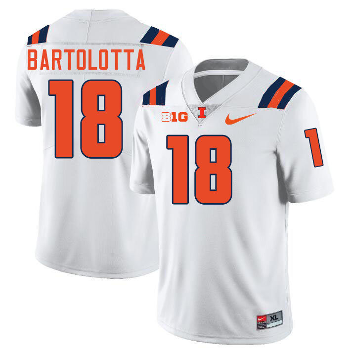 Men #18 Michael Bartolotta Illinois Fighting Illini College Football Jerseys Stitched-White